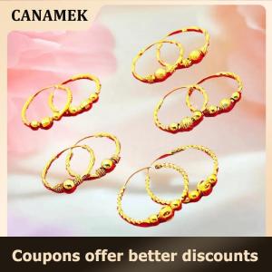 【 CANAMEK 】 Gold Color Lucky Beads Earrings For Wome Wedding Birthday Ear Charms Fine Jewelry Gifts