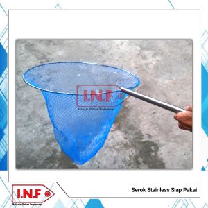 Jaring serok bahan full stainless siap pakai / diameter 35 cm panjang jaring 40 cm