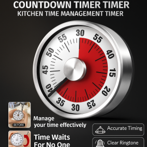 Magnetic Mechanical Timer Kitchen Cooking Reminder Clock Student Self Discipline Timer Stainless Steel Clock多用不锈钢定时器