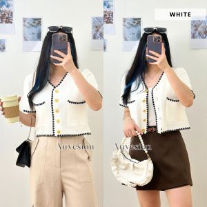 3602 masrya knit monochrome blouse import cardi