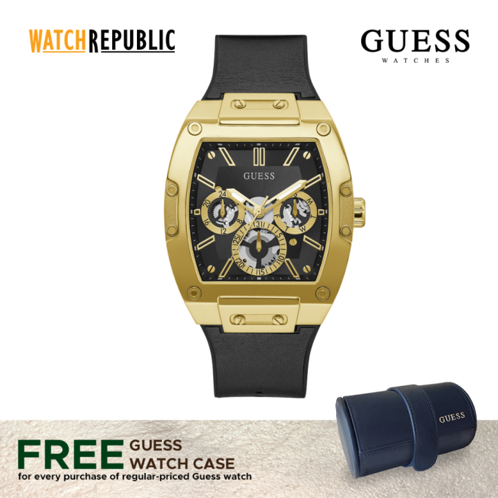 Guess Phoenix Multifunction Black Dial Brown Leather Strap Watch for Men - GW0202G3