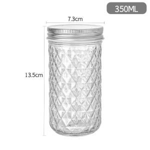 350ml Mason Jars with Lids Wide Mouth Glass Jars for Jams Salads Transparent Container Yogurt Drink Cup