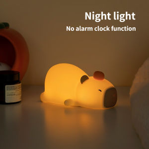 Cute Rechargable Cartoon Capybara Silicone Night Light Digital Alarm Clock LED Night Lamp Table Clock Room Decor Birthday Gifts