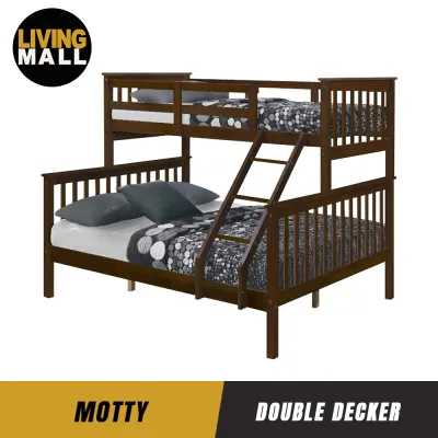 Living Mall MOTTY Wooden Double Decker Bunk Bed In 8 Designs. Convertible Into 2 Single Beds