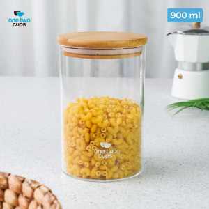 One Two Cups Toples Kaca Penyimpanan Makanan Coffee Storage Glass Jar - GH1270