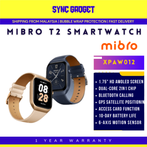 MIBRO T2 Smartwatch  [1.75" HD AMOLED screen I 10 Days Battery Life I Access card function I GPS 6-axis Repositioning ]