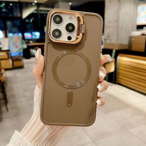Soft Case TPU Silikon Lens Small Window Holder Protective Cover Phone Magsafe Bracket Shell Case Kompatibel Untuk Iphone 16 Iphone 16 Plus Iphone 16 Pro Iphone 16 Pro Max