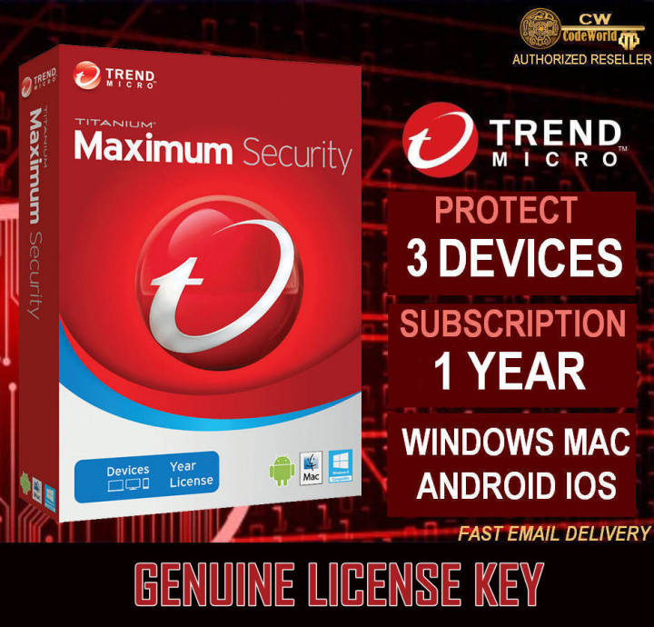 Trend Micro Maximum Security 2023 1 Year 3 Devices Global Key Antivirus ...