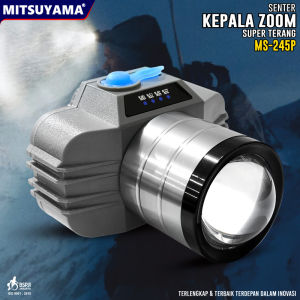 Mitsuyama Senter Kepala LED Zoom Super Terang Senter Cas Baterai bisa di isi ulang