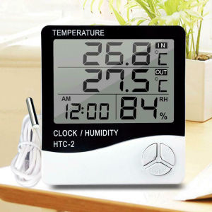 VXUAIQ STORE Home With Clock HTC-1 HTC-2 Temperature Meter Thermometer Hygrometer Humidity Meter