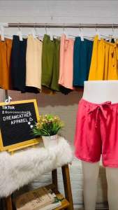Plain linen women Shorts Ordinary short everyday shorts pangbahay shorts comfy shorts garterized no pocket freesize plussize