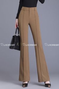 Quần ống rộng lưng cao khóa trước thanh lịch hack dáng -MAS-Mã 6340