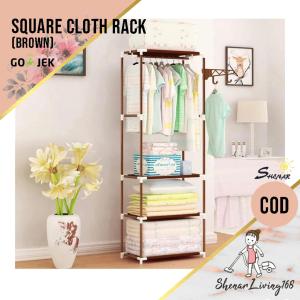 LEMARI GANTUNG / SQUARE CLOTH RACK SHENAR/TEMPAT PENYIMPANAN/RAK MULTIFUNGSI - BROWN