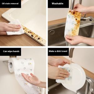 PaulWeekend Lazy Rag Thickened Disposable Kitchen Cleaning Dishwashing Oil-Free Scouring Pad Non-Woven Washable Wet Dual-Use