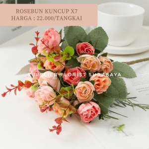ROSE BUN KECIL KUNCUP CABANG 7 1 CABANG 3 KEPALA TOTAL 21 KEPALA BUNGA PALSU BUNGA KAIN HIAS RUANG TAMU TABLE DECORATION