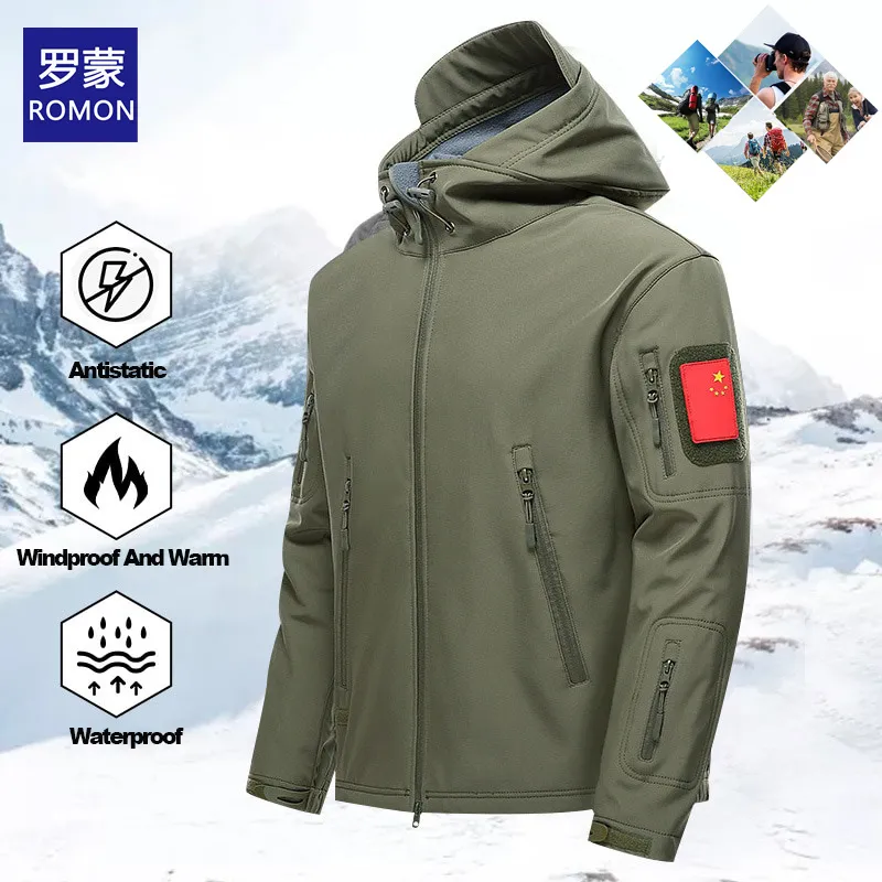 Winter Thermal Fleece Jackets For Men Hiking Climbing Coat Fishing