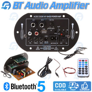 Mono Stereo Digital Bluetooth 5.0 Audio Amplifier Board AC 220V 12V 24V Subwoofer Dual Microphone HiFi Bass Power Amp FM Radio
