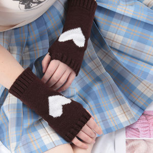 Women Knitted Half Finger Gloves Warm Soft Winter Mittens for Girl Sleeves Lolita Style Goth Fingerless Gloves
