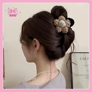Kẹp tóc càng cua Hoa Len vintage cao cấp kẹp tóc nữ 8cm phong cách tiểu thư Hàn Quốc