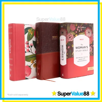 The Womans Study Bible for Women NKJV (Hardcover/Leathersoft) - Large Print Elegant Pink Floral Design with Full-Color Pages Red Letter New King James Version for Girls Singles Wives Mothers Friends