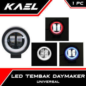 Lampu LED Tembak Daymaker Untuk Semua Jenis Motor Universal Bulat Kotak 2 3 Lensa Biru Merah Putih Mode Diam Flash Strobo Kedap Kedip Sorot Waterproof Mini