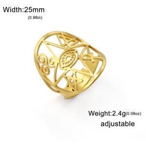 SKYRIM Titanium Stainless Steel Gold Ring Cross Samsung pile Adjustable Ring Opening Design Fashion Jewelry