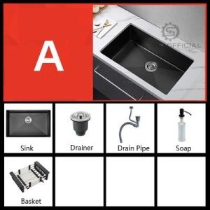 Sg Stock Heavy Duty Undermount Nano Black SUS304 Stainless Steel Kitchen Sink - Honeycomb SINKFast shipping