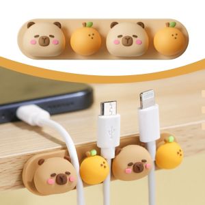 UTOPUS ซิลิโคนทำจากซิลิโคน อุปกรณ์จัดสายเคเบิล Punch-Free คาลิปบาร่า ที่เก็บสายชาร์จ น่ารักน่ารักๆ การ์ตูนลายการ์ตูน ที่ม้วนเก็บสายเคเบิลข้อมูล