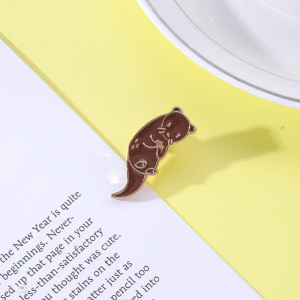 Cute Otters Enamel Pin Cartoon Funny Animals Brooches Women Men Backpack Clothes Lapel Pins For Kids
