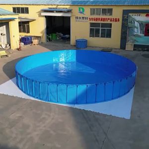 LZD Deshui Plastic Customizable round Canvas Fish Pond Pool Koi Temporary Pool Commercial Canvas Pool with Bracket Thickened