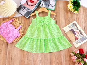 Váy bé gái 2 dây Hàn Quốc sọc carô cực xinh chất vải xốp thái mềm thoáng mát không nhăn từ 5-16kg (nhiều màu)