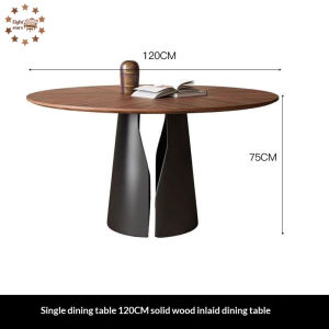 【SG⚡】Vintage-Style Solid Wood Round Dining Table French R-Style Round Dining Table and Chair Set for Home Use