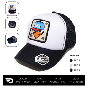 DLOOZY Topi Corduroy Jaring Visor Pendek Pria Dewasa Original Distro Cream Hitam