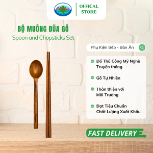 Bộ Muỗng Đũa Gỗ Ohiama Wooden Spoon and Chopsticks Set | Đồ Dùng Nhà Bếp Bàn Ăn Đồ Thủ Công VNXK