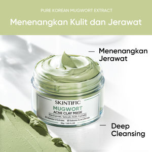 SKINTIFIC Mugwort Anti Pores & Acne Clay Mask 55gr - Niacinamide Centella Masker Wajah Pore Clarifying