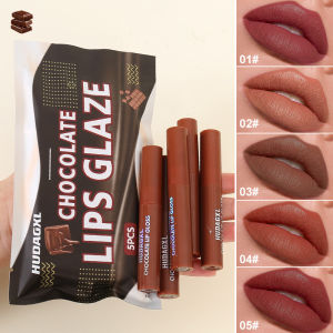 HUDAGXL Chocolate Velvet Matte Lip Gloss - 5-Piece Set Soft-Focus Matte Finish Long-Lasting & Transfer-Resistant Smooth & Non-Creasing Creamy Texture