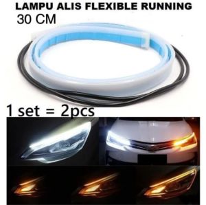 PROMO (2PCS) Lampu DRL Neon Flexible 60cm running - Led Alis Fleksible Fleksibel led Flexibel Warna Biru Kuning Sein original Premium Quality sepasang Lampu LED Alis Tempel DRL Mobil Motor Sein Running Grade A+ Sen Rem Mundur Flexible