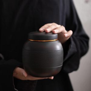 Kirilgu 900ML Purple Pottery Tea Jar Handmade  Glazed PolishedSmall Sized Porcelain Sealed Storage Jar Tea Container Tea 5Y6Z3