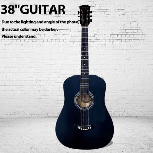 <𝙇𝒂𝙯𝑺𝙜𝑴𝙖𝒍𝙡> Classical Guitar Acoustic 38 Inch Round Corner Beginner To Advanced Natural Wood Black