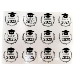 120Pcs Gold Foil Class Of 2025 Graduation Hat Sticker 40mm Clear Seal Sticker Water Resistant Sticker for Packaging