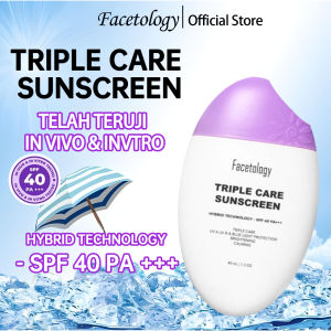 Facetology Triple Care Sunscreen SPF 40 PA+++ 40ml | Hybrid Sunscreen Lightweight,No White Cast