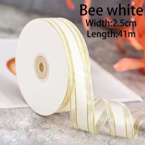 45yards/roll丨Bouquet Decorative Ribbon Gold Edge Ribbon Celebration Wedding DIY Crafts Decorative Flower Ribbon Gift Ribbon