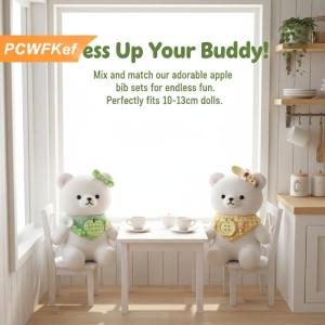 【PCWFKef】 Gấu búp bê 10cm với Apple BIB bông sang trọng thu nhỏ đồ chơi mềm Phụ kiện cho bé tắm hiện tại