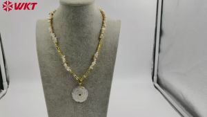 WT-JN380 WKT Special Popular Classic Natural Shell Cubic Zircon Necklace With 18k Real Gold Plated For Women Daily Accessory