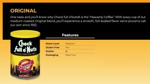 CHOCK FULL ONUTS Medium-Dark Roasted Ground Premium Coffee 10.2 oz Can / 198g