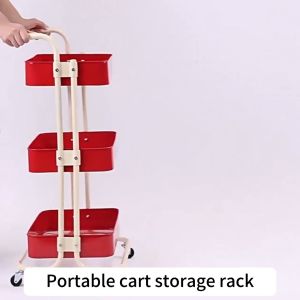 3/4 Tier Rolling Storage Cart with Wheels Waterproof Carbon Steel Mobile Organizer Shelf for Home Dorm Snacks Books Sundries