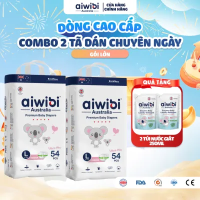 [Combo 2] Tã/Bỉm Dán Cao Cấp Aiwibi Light Feather Cho Bé Siêu Thấm Hút Chống Tràn - Gói Lớn S/M/L/XL
