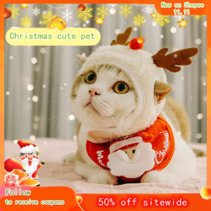 Pet Christmas Hat Set Clothes Medium and Small Cats and Dogs Christmas Elk Clothes Set