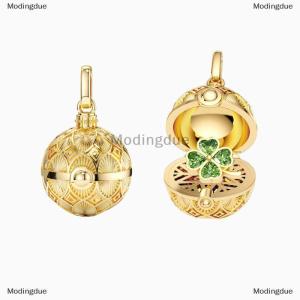 [COD] Modingdue Retro Style Four-leaf Clover Heart-Shaped Frog Open And Close Circular Pendant Necklace Fashion Jewelry Accessories Gift