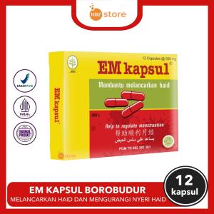 Borobudur Herbal Em Kapsul isi 12 Kapsul - Melancarkan Datang Bulan